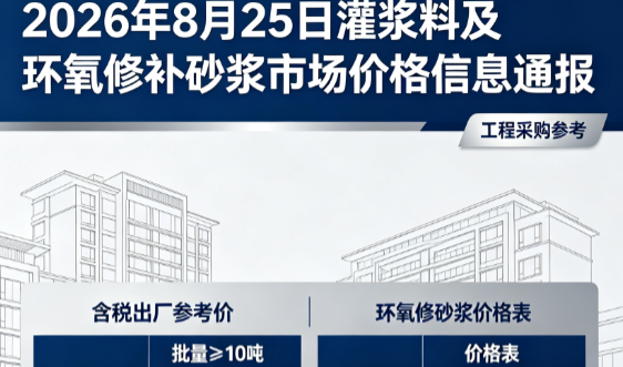 壤塘2026年8月25日灌浆料及环氧修补砂浆市场价格信息通报